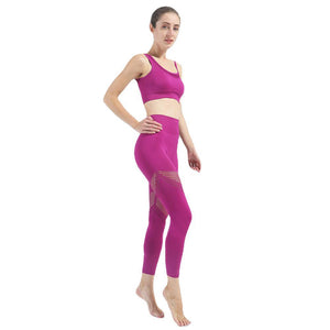 Women Tracksuit Yoga Set One Shoulder Seamless Fitness Suit Running Sport Bra Yoga Pants Leggings Female Costume Gym Clothing