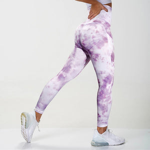 Dye Tight Leggings Sports Women Fitness With Pocket Yoga Pants Stretch Workout Leggings Patchwork Slim Gym Leggings