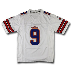 The Waterboy Movie Football #9 Bobby Boucher White Orange Jersey Stitched