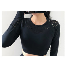 Load image into Gallery viewer, 2020 New Women&#39;s Fitness T-Shirt Sport Crop Top Long Sleeve Layer Crew Neck Power Stretch Yoga Crop Top Sexy Gym Clothing
